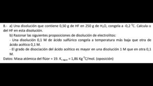 <strong>Disolución electrolito. Propiedades coligativas</strong>